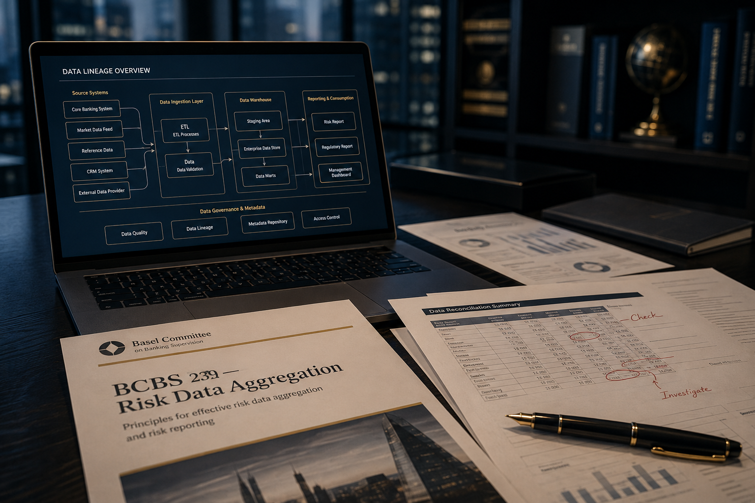 Data lineage diagram and risk reporting documents